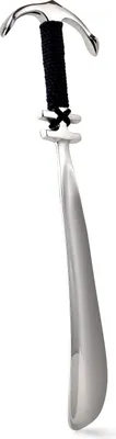 Produktbild von NKlaus 26cm Schuhlöffel Anker Messing vernickelt mit blauem Tau Schuhanzieher 3cm breit 11793
