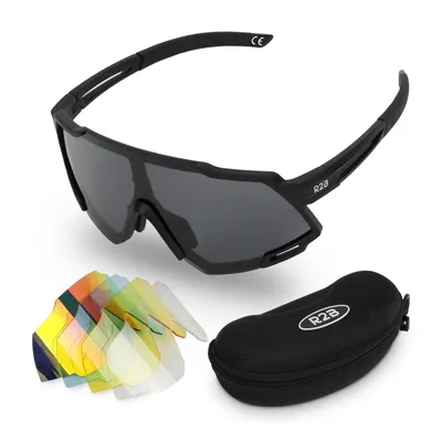 Produktbild von R2B Fahrradbrille, Brille, Sonnenbrille für Herren Damen, 5 Wechselgläsern, Sportbrille, Schutz, Radsportbrille, Rennrad brillen