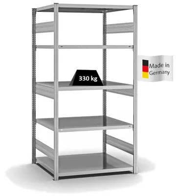 Produktbild von PROREGAL Fachbodenregal Stecksystem MAGNUS  Germany | HxBxT 200x100x80cm | 5 Ebenen | Fachlast 330 kg | Beidseitig nutzbar | Verzinkt