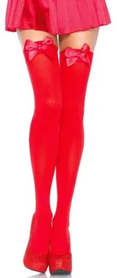 Immagine prodotto di Leg Avenue - Top Alto In Nylon Con Fiocco Rosso, Taglia Unica