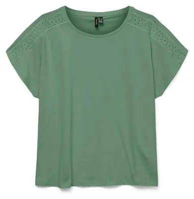 Immagine prodotto di T-shirt estivo alla moda con scollo rotondo in pizzo | Taglia M