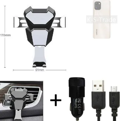 Produktbild von K-S-Trade KFZ Halterung kompatibel mit UMIDIGI Power 7 Halterung Lüftungshalterung Lüftungsschlitz schwarz-silber Autohalterung Handy inkl. KFZ