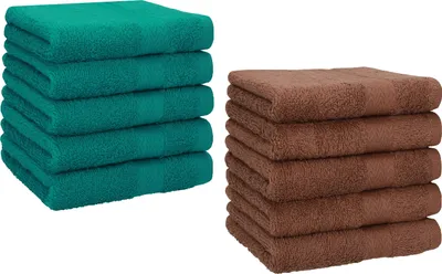 Produktbild von Betz 10 Stück Seiftücher 30x30 cm PREMIUM 100% Baumwolle  Farbe: smaragdgrün und nussbraun