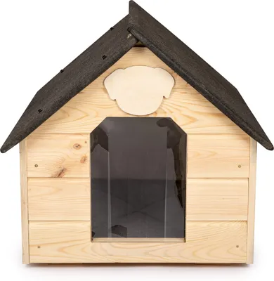 Productafbeelding van Hondenhuis van hout, geïsoleerd en geschikt voor de winter, voor middelgrote honden, waterdicht en geïsoleerd, afmetingen 77 x 60 x 60 cm
