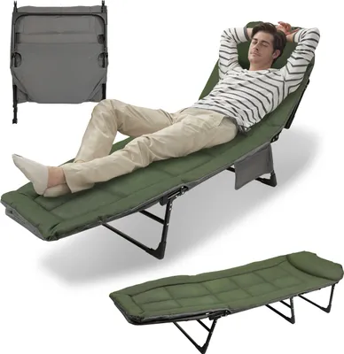 Produktbild von TolleTour Karpfenliege faltbar Bedchair Komfortable Campingliege 195x65x32cm Maximale Tragfähigkeit 150kg dunkelgrün
