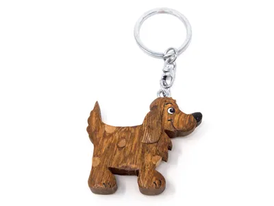 Produktbild von Schlüsselanhänger aus Holz - Hund gefleckt