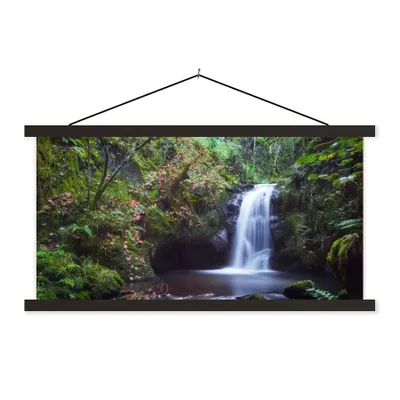Produktbild von MuchoWow® Textilposter Wasserfall - Natur - Wasser 90x45 cm mit schwarzem Rahmen - Klemmleisten