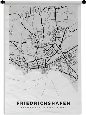 Produktbild von MuchoWow® Wandteppich Wandbehang Friedrichschafen - Stadtplan - Deutschland - Karte 90x135 cm Tapisserie Dekoration Wandtuch - Baumwolle - Wandskulptur