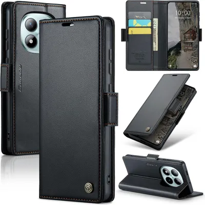 Image de Étui en cuir pour Xiaomi Redmi Note 15 Pro+ 5G Portefeuille Compartiment pour cartes Étui de protection avec fonction support Noir