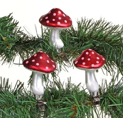 Produktbild von Deko-Fliegenpilz aus Glas zum Klemmen 3er-Set 8cm Weihnachtsbaumschmuck Pilz Weihnachtsdeko Weihnachtsbaumdeko Christbaumschmuck Glitzer Clip Baumdeko Advent Winterdeko Festliche Dekoration