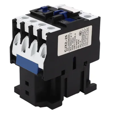 A close-up, angled view of an AC contactor.