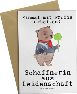 Produktbild von Mr. & Mrs. Panda Glückwunschkarte Schaffnerin Leidenschaft - Weiß - Geschenk, hochzeitskarten, Grußkarte, weihnachtskarten, einladungskarten, osterkarten