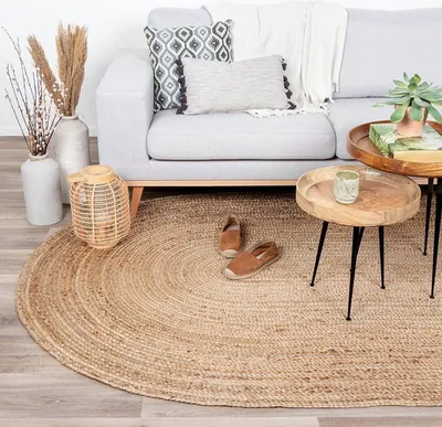 Produktbild von Volero - Jute Teppich Oval - Fair Natur - 122x183 cm - Wohnzimmer, Esszimmer, Schlafzimmer - Boho, Ländlich, Modern
