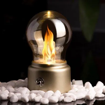 Image de Lampe USB rétro, dorée, rechargeable par USB, lampe de chevet