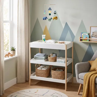 Zdjęcie produktu dla Stolik do przewijania 'Oupilu' z 2 półkami, wymiary: 91 x 82 x 53 cm, kolor: biały