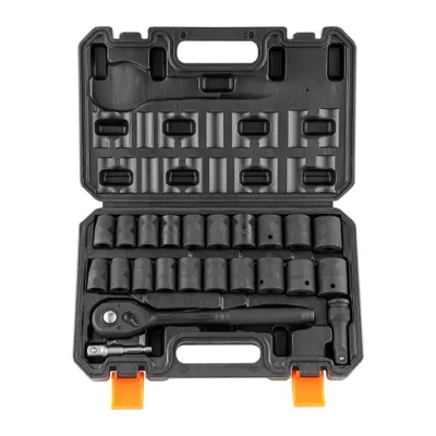 Image de Jeu de clés à chocs, 23 pièces, 6 points, entraînement 1/2 pouce, coffret d'outils embouts/cliquet.