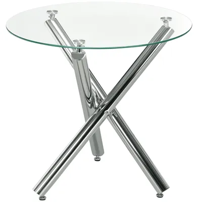 Imagen del producto de Mesa redonda - Mesa de comedor - Mesa de cocina - Mesa para meditación - Mesa tipo bistró - Tablero de vidrio resistente - Patas de acero