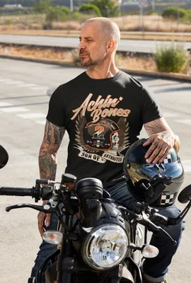 Produktbild von Herren Biker T-Shirt Achin Bones Schwarz 4XL