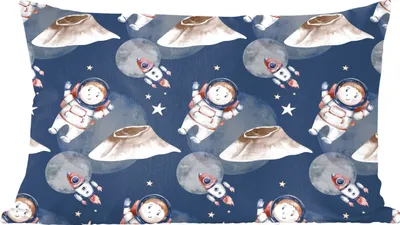 Produktbild von MuchoWow® Zierkissen Sofakissen Wohnzimmer Dekokissen 60x40 cm Weltraum - Rakete - Astronaut - Jungen - Mädchen - Kinder - Kinder - Kopfkissen - Polster mit Foto
