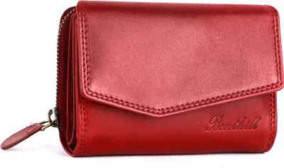 Produktbild von Benthill Damen Geldbörse Echt Leder - Portemonnaie mit RFID Schutz - Portmonee viele Kartenfächer - Echtleder Vintage Damenbörse inkl. Geschenkbox