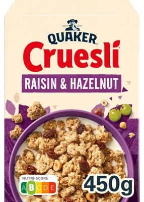 Immagine prodotto di Quaker Cruesli Muesli Uvetta & Nocciole, 450 g – Colazione croccante
