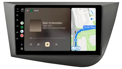 Image de Autoradio pour Seat Leon 1P1 2005-2012 : CarPlay, Android Auto, radio multimédia, GPS Android, navigation, Wi-Fi, Bluetooth, DAB+RDS, SWC, 9 pouces, 2+64 Go