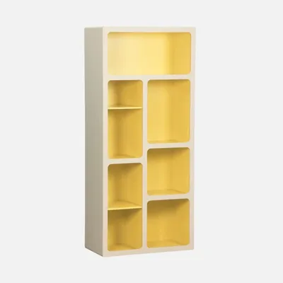 Immagine prodotto di Libreria organica in legno bicolore con 8 scomparti, Giallo
