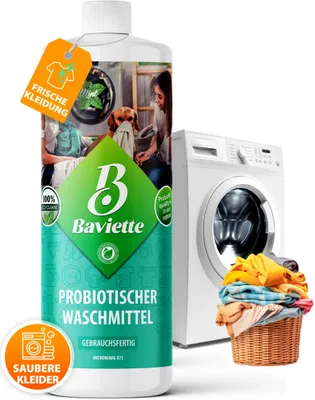 Obrázek produktu pro BAVIETTE Odstraňovač zápachů – 1 litr – s mikroorganismy proti zápachu zvířat, sportovním pachům a organickým pachům, vhodný pro jemné prádlo pro miminka