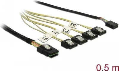 Immagine prodotto di Delock - Cavo SAS interno - SAS 6Gbit/s - Sideband, da Mini SAS (SFF-8087) a SATA (M) - 50 cm (85674)