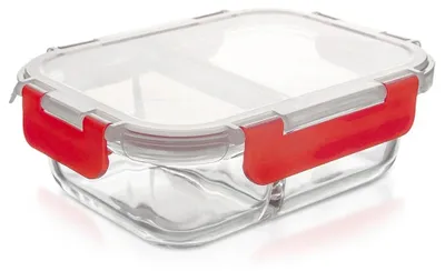 Image de Contenant en verre pour aliments - Boîte de conservation - 1,3 litre - Avec couvercle - Joint divisé
