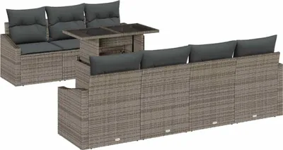 Image de Ensemble de canapé de jardin 8 pcs Gris Poly rotin