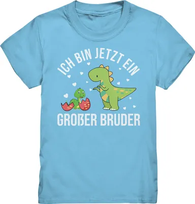Produktbild von Dinosaurier Großer Bruder T-Shirt – Sky Blue / 152/164 (12-14)