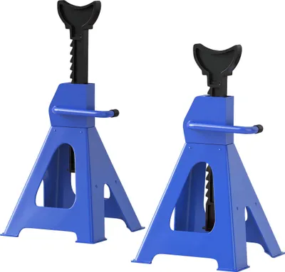 Produktbild von Unterstellbock 3 Tonnen Traglast 2 Stück Stützbock inkl Sicherungssplint 13 stufig Höhenverstellbar 385 mm bis 600 mm