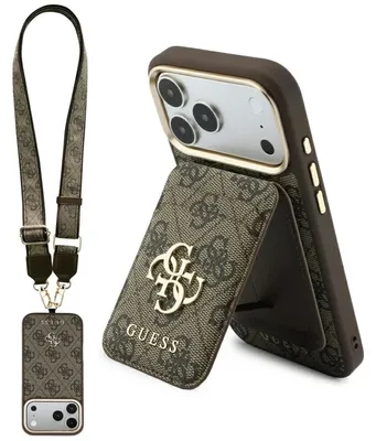 Obrázok produktu pre Guess 4G puzdro s peňaženkou a remienkom MagSafe pre Apple iPhone 18 Pro / 17 Pro, farba hnedá