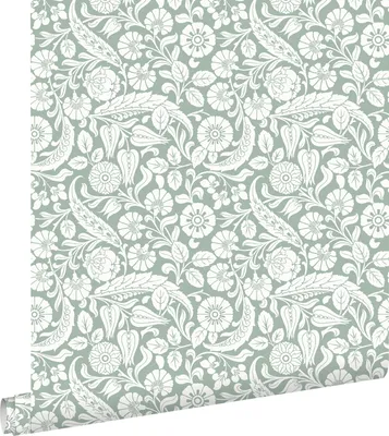 Zdjęcie produktu dla ESTAhome Tapeta kwiatowy wzór szaro zielonym 53 cm x 10.05 m