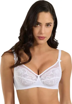Produktbild von Spiman Damen Soft-BH aus leichter Mikrofaser mit Tüll- und Spitzendetails, Weiß, Gr. 85B