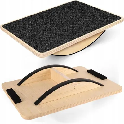 Image de Planche d'équilibre en bois Planche d'équilibre antidérapante Appareil d'entraînement à l'équilibre stable pour le renforcement musculaire, le fitness et l'équilibre, antidérapant et durable