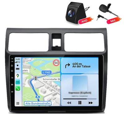 Immagine prodotto di Autoradio 10 pollici con fotocamera e microfono, 4+64GB di memoria, compatibile con CarPlay, Android Auto, WiFi, GPS, RDS, DSP, DAB+ e Bluetooth, per Suzuki Swift dal 2003 al 2010