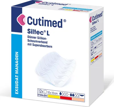 Zdjęcie produktu dla Cutimed Siltec L opatrunek piankowy 10x10 cm cienki miękki przylepny 12 szt