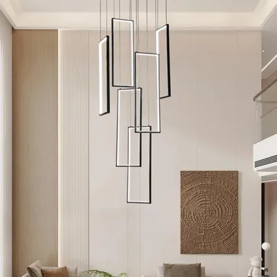LED-Hängeleuchte, 6-flammig, dimmbar, höhenverstellbar, schwarz, 96 W