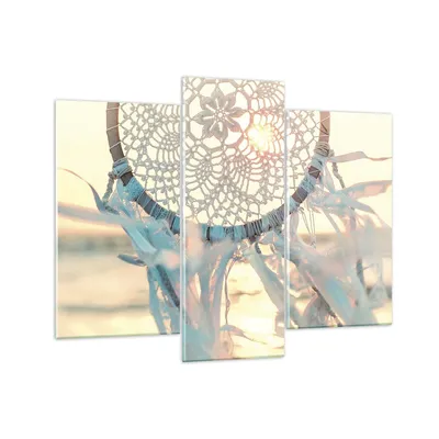 Produktbild von Bilder auf glas - 3 Teile - Boho Ornament Anhänger - 130x100cm - Glasbilder - Wandbilder - Bilder - zum Aufhängen bereit - Wanddekoration aus Glas - Glas Bilder - Wandbild auf Glas - GCB130x100-4554