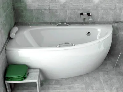 Image de Baignoire asymétrique - 150 x 70 cm - Droite - avec Tablier - Pieds - Vidage Chrome - MILENA