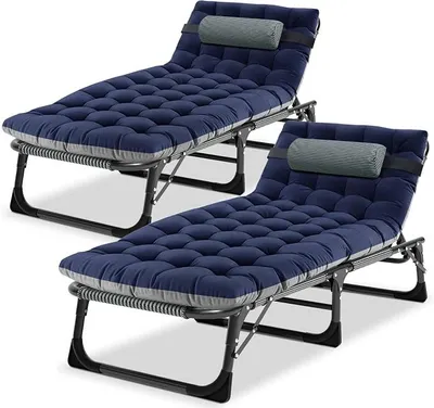 Imagen del producto de Conjunto de 2 tumbonas plegables para jardín, playa o piscina