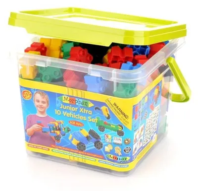 Produktbild von Morphun Konstruktionsbausteine 251 Teile – 10 Fahrzeuge (ABS, Duplo-kompatibel, bewegliche Räder, A3-Anleitungen) – ab 5 Jahren, CE & EN-71
