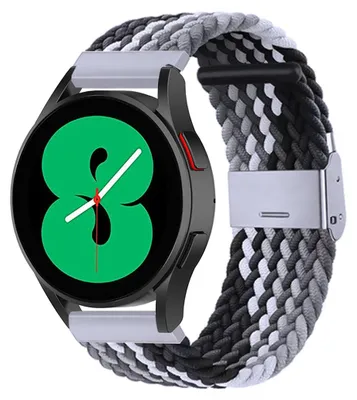 Produktbild von By Qubix Braided Nylon Armband - Grau / Schwarz - passend für Samsung Galaxy Watch 4 - 40 mm / 44 mm