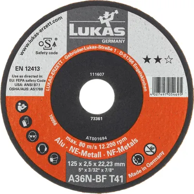 Produktbild von LUKAS Trennscheibe gerade T41 125 x 1,0 mm Alu Form 41