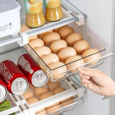 Produktbild von Eierhalter für Kühlschrank - Aufbewahrungsbox mit Schieberegal/Griff