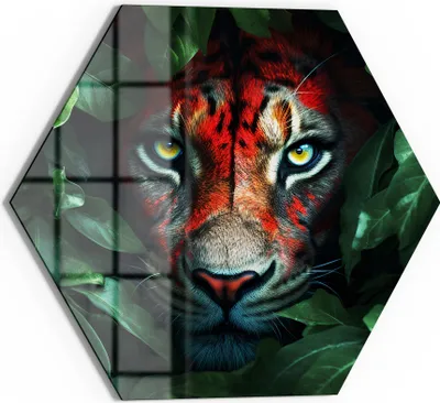 Produktbild von DEQORI Magnettafel Glas 40x35 cm 6-eckig 'Dschungelblick' beschreibbar Whiteboard Küche