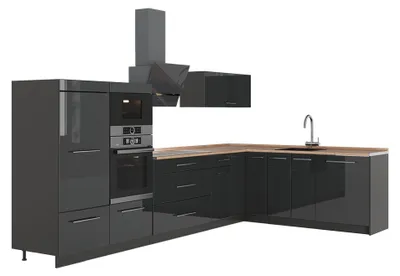 Imagen del producto de Cocina esquinera Vicco Fame-Line Antracita alto brillo/Antracita 347 x 207 cm, ET Roble, Model 63558