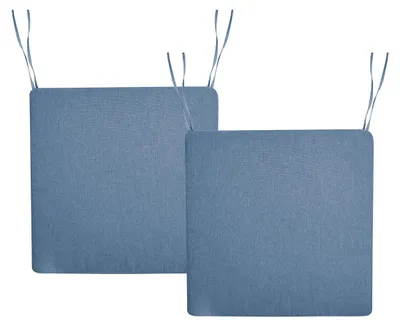 Produktbild von BELIANI Sitzkissen 2er Set für Gartenstuhl Blau Stoffbezug mit Bindebändern 46 x 46 cm UV-beständig Modern Outdoor Stuhlkissen Stuhlpolster